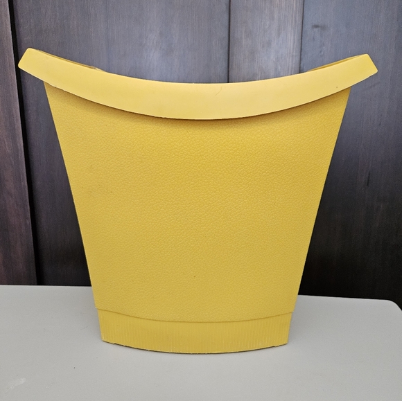 Lustro Ware Vintage MCM Retro Plastic Waste Basket Garbage Trash Bin Marigold - Picture 4 of 13